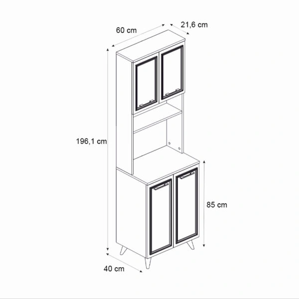 Έπιπλο κουζίνας Potter 2 Megapap χρώμα λευκό - rota oak 60x40x196,1εκ.