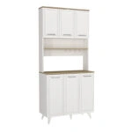 Έπιπλο κουζίνας Potter 3 Megapap χρώμα λευκό - rota oak 90x40x196,1εκ.