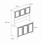 Έπιπλο κουζίνας Potter 3 Megapap χρώμα λευκό - rota oak 90x40x196,1εκ.