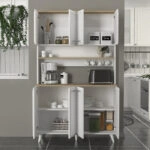 Έπιπλο κουζίνας Potter 4 Megapap χρώμα λευκό - rota oak 120x40x196,1εκ.