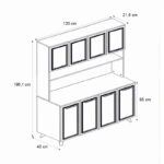 Έπιπλο κουζίνας Potter 4 Megapap χρώμα λευκό - rota oak 120x40x196,1εκ.