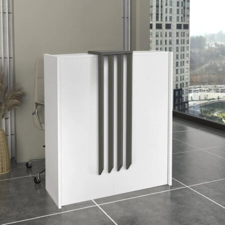 Γραφείο υποδοχής - reception Hola Megapap χρώμα λευκό - ανθρακί 93,6x45,2x110,3εκ.