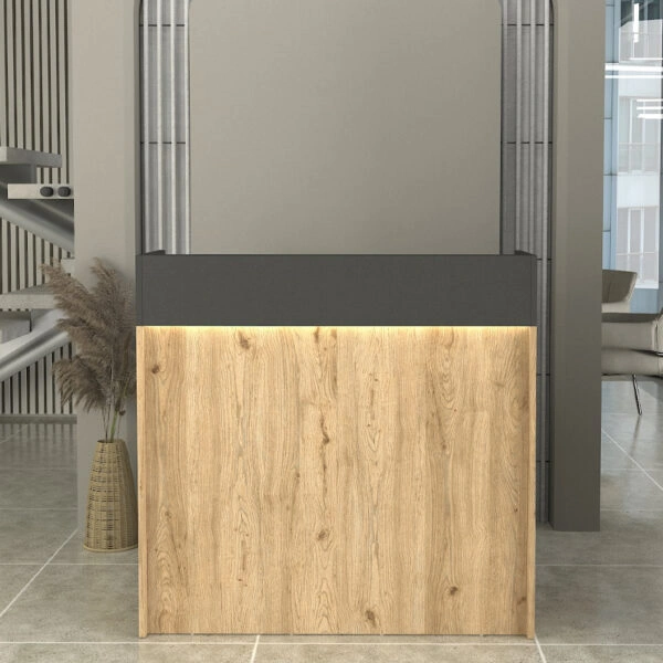 Γραφείο υποδοχής - reception Wilko Megapap με LED χρώμα sepet oak - ανθρακί 113,6x42x110εκ.