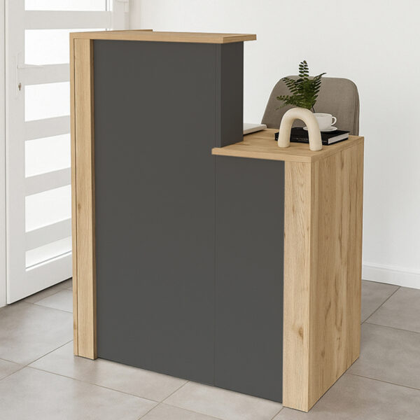 Γραφείο υποδοχής - reception Enter Megapap χρώμα sepet oak - ανθρακί 86,9x40x110,3εκ.