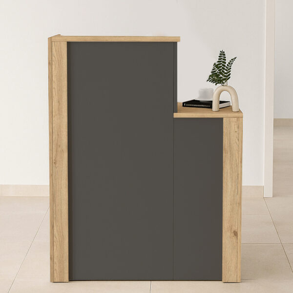Γραφείο υποδοχής - reception Enter Megapap χρώμα sepet oak - ανθρακί 86,9x40x110,3εκ.