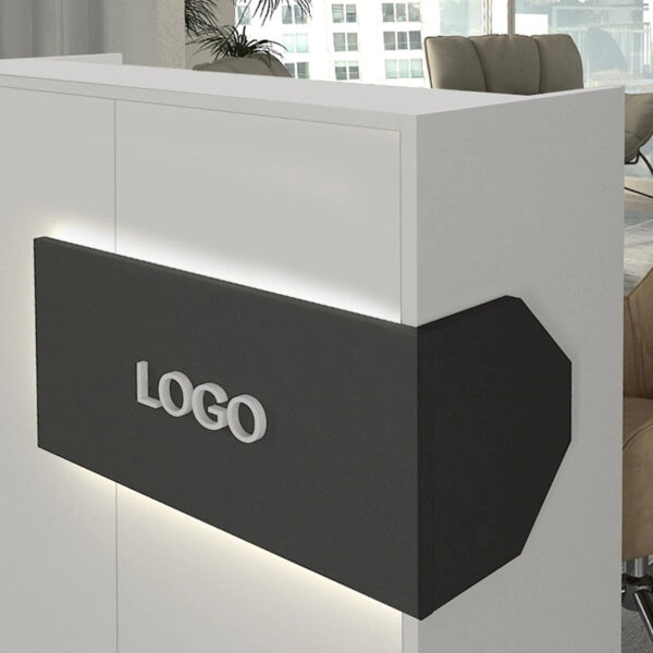 Γραφείο υποδοχής - reception Aloha Megapap με LED χρώμα λευκό - ανθρακί 95,5x40x110,3εκ.