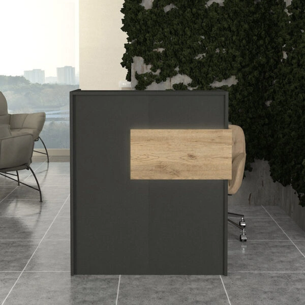 Γραφείο υποδοχής - reception Aloha Megapap με LED χρώμα ανθρακί - sepet oak 95,5x40x110,3εκ.