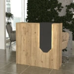 Γραφείο υποδοχής - reception Navita Megapap με LED χρώμα sepet oak - ανθρακί 113,6x42x111,8εκ.