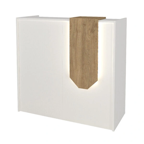 Γραφείο υποδοχής - reception Navita Megapap με LED χρώμα λευκό - sepet oak 113,6x42x111,8εκ.