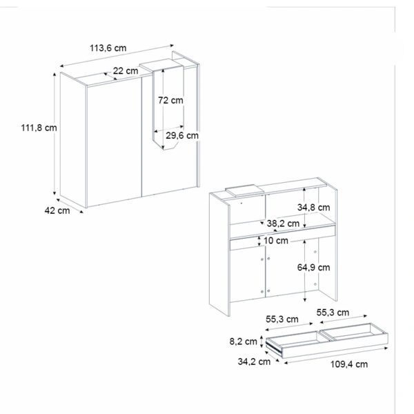 Γραφείο υποδοχής - reception Navita Megapap με LED χρώμα λευκό - sepet oak 113,6x42x111,8εκ.