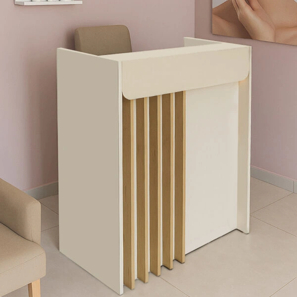 Γραφείο υποδοχής - reception Karibu Megapap με LED χρώμα sandstone - sepet oak 90x40x100εκ.