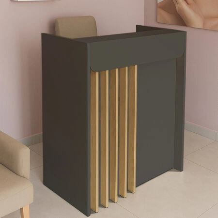 Γραφείο υποδοχής - reception Karibu Megapap με LED χρώμα ανθρακί - sepet oak 90x40x100εκ.