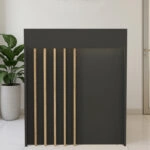 Γραφείο υποδοχής - reception Karibu Megapap με LED χρώμα ανθρακί - sepet oak 90x40x100εκ.