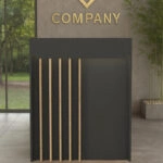 Γραφείο υποδοχής - reception Karibu Megapap με LED χρώμα ανθρακί - sepet oak 90x40x100εκ.