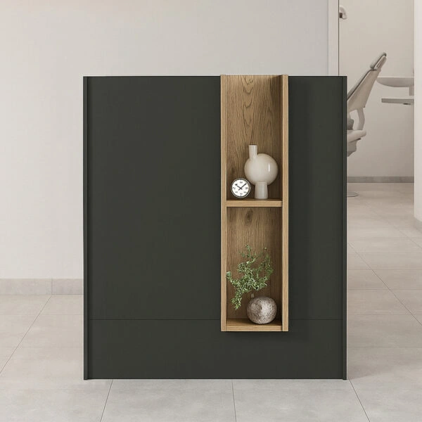 Γραφείο υποδοχής - reception Bonveno Megapap χρώμα ανθρακί - sepet oak 90x43,2x110εκ.