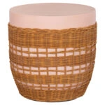 ΒΟΗΘΗΤΙΚΟ ΤΡΑΠΕΖΙ VILHENA HM18166 FIBER CEMENT ΡΟΖ-RATTAN ΦΥΣΙΚΟ Φ44.5x45Υεκ.
