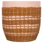 ΒΟΗΘΗΤΙΚΟ ΤΡΑΠΕΖΙ VILHENA HM18166 FIBER CEMENT ΡΟΖ-RATTAN ΦΥΣΙΚΟ Φ44.5x45Υεκ.