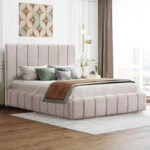 ΚΡΕΒΑΤΙ ΔΙΠΛΟ ΜΕ ΣΤΡΩΜΑ & ΑΠΟΘ.ΧΩΡΟ REMO HM21167 ΜΠΕΖ ΜΠΟΥΚΛΕ--ΓΙΑ 160x200εκ