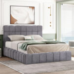 ΚΡΕΒΑΤΙ ΔΙΠΛΟ ΜΕ ΣΤΡΩΜΑ & ΑΠΟΘ.ΧΩΡΟ RAMON HM21168 ΓΚΡΙ ΜΠΟΥΚΛΕ--ΓΙΑ 160x200εκ