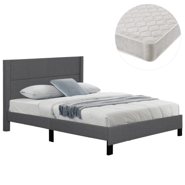 ΚΡΕΒΑΤΙ ΔΙΠΛΟ & ΣΤΡΩΜΑ TRILLOP HM21202.12 ΓΚΡΙ ΥΦΑΣΜΑ--ΓΙΑ 160x200εκ