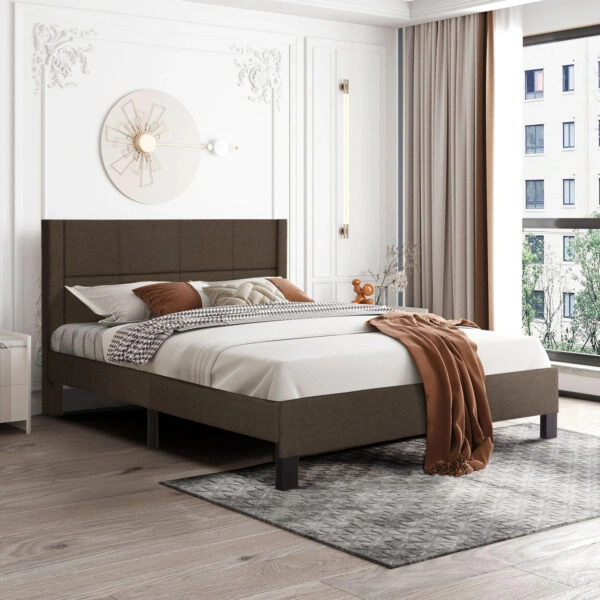 ΚΡΕΒΑΤΙ ΔΙΠΛΟ & ΣΤΡΩΜΑ TRILLOP HM21202.13 ΚΑΦΕ ΥΦΑΣΜΑ--ΓΙΑ 160x200εκ