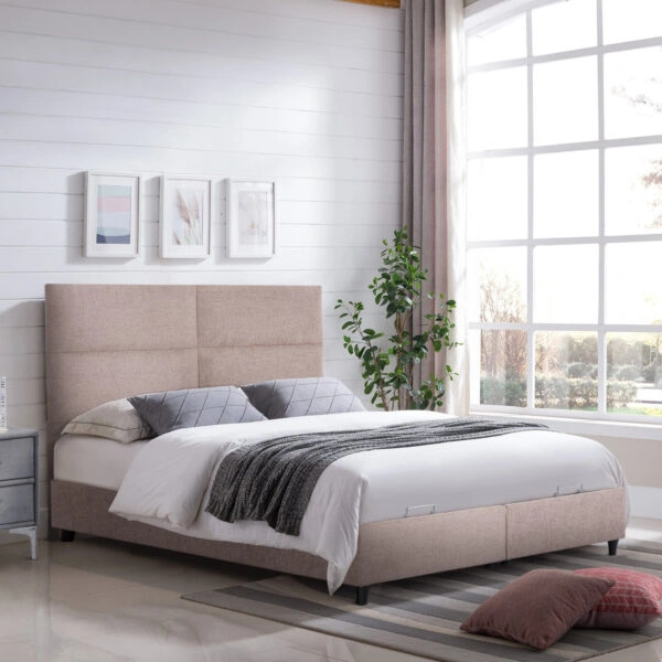 ΚΡΕΒΑΤΙ MILO ΜΕ ΑΠΟΘ.ΧΩΡΟ HM738.22 ΜΠΕΖ ΜΠΟΥΚΛΕ ΥΦΑΣΜΑ ΓΙΑ ΣΤΡΩΜΑ 140x200εκ