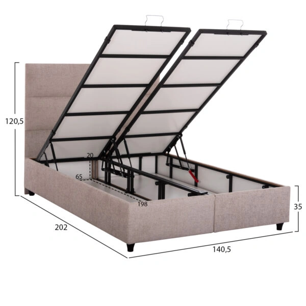 ΚΡΕΒΑΤΙ MILO ΜΕ ΑΠΟΘ.ΧΩΡΟ HM738.22 ΜΠΕΖ ΜΠΟΥΚΛΕ ΥΦΑΣΜΑ ΓΙΑ ΣΤΡΩΜΑ 140x200εκ