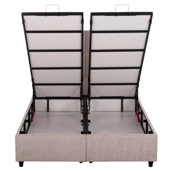 ΚΡΕΒΑΤΙ MILO ΜΕ ΑΠΟΘ.ΧΩΡΟ HM738.22 ΜΠΕΖ ΜΠΟΥΚΛΕ ΥΦΑΣΜΑ ΓΙΑ ΣΤΡΩΜΑ 140x200εκ