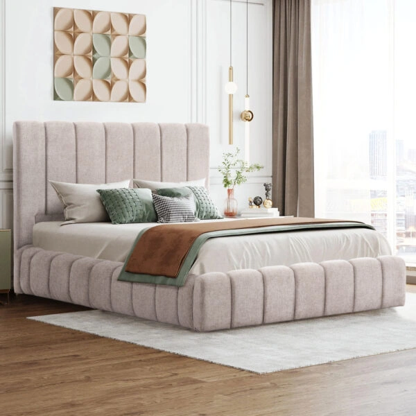 ΚΡΕΒΑΤΙ REMO ΜΕ ΑΠΟΘΗΚΕΥΤΙΚΟ ΧΩΡΟ HM719.10 ΥΦΑΣΜΑ ΜΠΟΥΚΛΕ ΜΠΕΖ-ΓΙΑ ΣΤΡΩΜΑ 160x200εκ