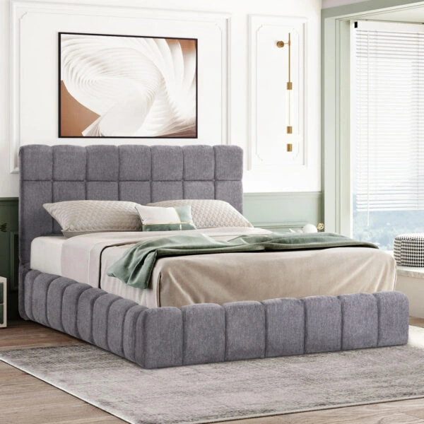 ΚΡΕΒΑΤΙ RAMON ΜΕ ΑΠΟΘΗΚΕΥΤΙΚΟ ΧΩΡΟ HM720.22 ΥΦΑΣΜΑ ΜΠΟΥΚΛΕ ΓΚΡΙ-ΣΤΡΩΜΑ 160x200εκ