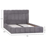 ΚΡΕΒΑΤΙ RAMON ΜΕ ΑΠΟΘΗΚΕΥΤΙΚΟ ΧΩΡΟ HM720.22 ΥΦΑΣΜΑ ΜΠΟΥΚΛΕ ΓΚΡΙ-ΣΤΡΩΜΑ 160x200εκ