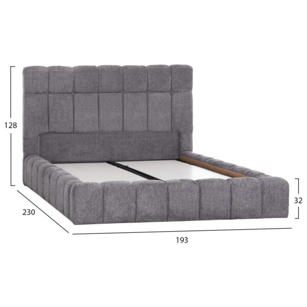 ΚΡΕΒΑΤΙ RAMON ΜΕ ΑΠΟΘΗΚΕΥΤΙΚΟ ΧΩΡΟ HM720.22 ΥΦΑΣΜΑ ΜΠΟΥΚΛΕ ΓΚΡΙ-ΣΤΡΩΜΑ 160x200εκ