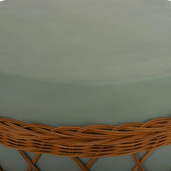 ΤΡΑΠΕΖΙ ΣΑΛΟΝΙΟΥ VILHENA HM18165 FIBER CEMENT ΠΡΑΣΙΝΟ-RATTAN ΦΥΣΙΚΟ Φ56x47Υεκ.