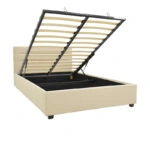 Κρεβάτι Molito  βελούδο σε εκρού απόχρωση με αποθηκευτικό χώρο120x200εκ