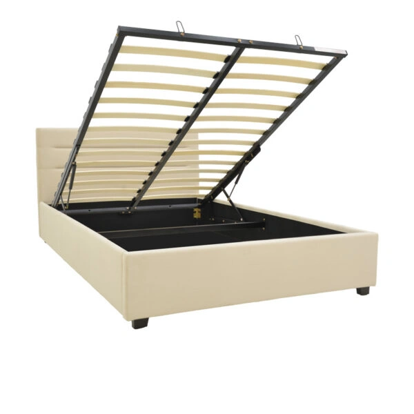 Κρεβάτι Molito  βελούδο σε εκρού απόχρωση με αποθηκευτικό χώρο120x200εκ