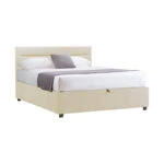 Κρεβάτι Molito  βελούδο σε εκρού απόχρωση με αποθηκευτικό χώρο120x200εκ