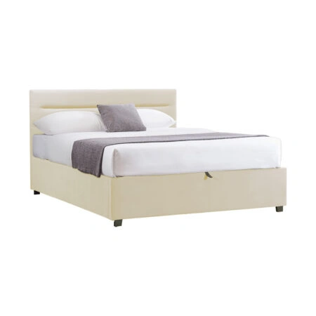 Κρεβάτι Molito βελούδο σε εκρού απόχρωση με αποθηκευτικό χώρο120x200εκ