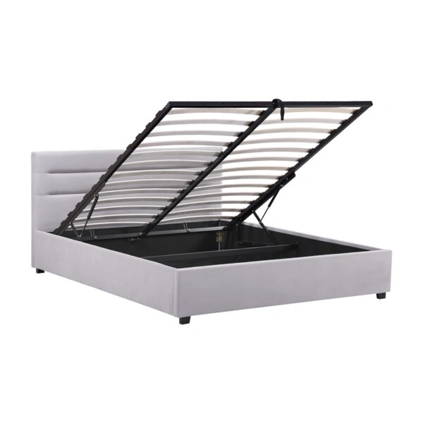 Κρεβάτι Molito  βελούδο σε γκρι απόχρωση με αποθηκευτικό χώρο150x200εκ