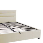 Κρεβάτι Molito  βελούδο σε εκρού απόχρωση με αποθηκευτικό χώρο150x200εκ