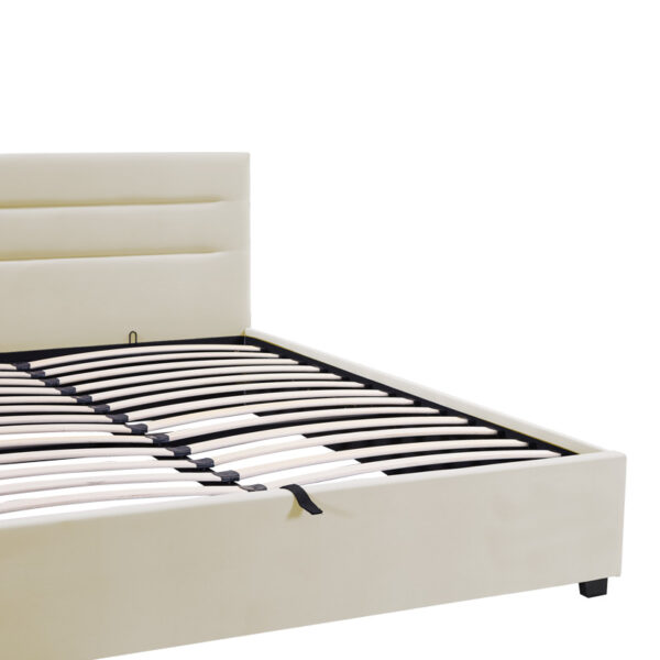 Κρεβάτι Molito  βελούδο σε εκρού απόχρωση με αποθηκευτικό χώρο150x200εκ