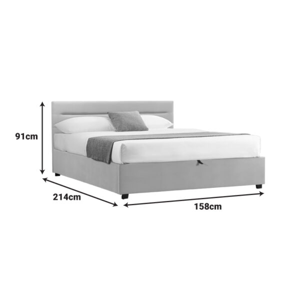 Κρεβάτι Molito  βελούδο σε εκρού απόχρωση με αποθηκευτικό χώρο150x200εκ