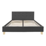 Κρεβάτι Mago  ύφασμα σε ανθρακί απόχρωση με ξύλινο πόδι 160x200εκ