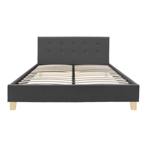 Κρεβάτι Mago  ύφασμα σε ανθρακί απόχρωση με ξύλινο πόδι 160x200εκ