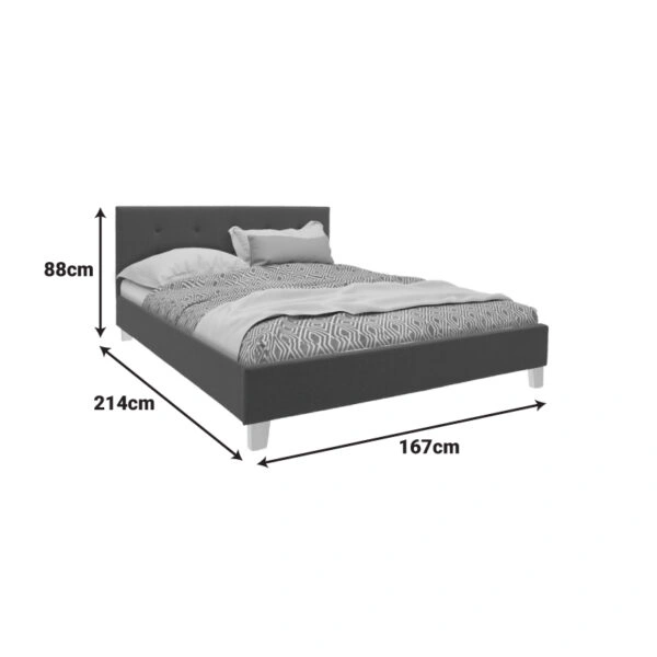 Κρεβάτι Mago  ύφασμα σε ανθρακί απόχρωση με ξύλινο πόδι 160x200εκ