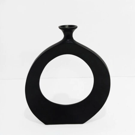 ABSTRACT CIRCLE ΒΑΖΟ 37x5x45cm ΑΛΟΥΜΙΝΙΟ ΜΑΥΡΟ