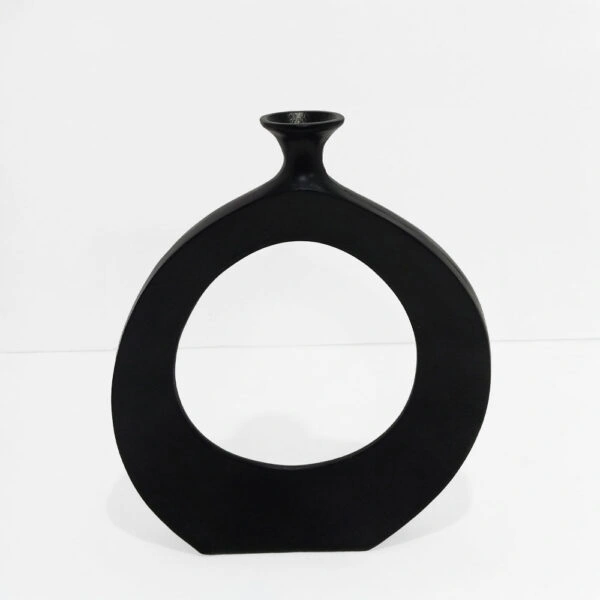 ABSTRACT CIRCLE ΒΑΖΟ 37x5x45 ΑΛΟΥΜΙΝΙΟ ΜΑΥΡΟ