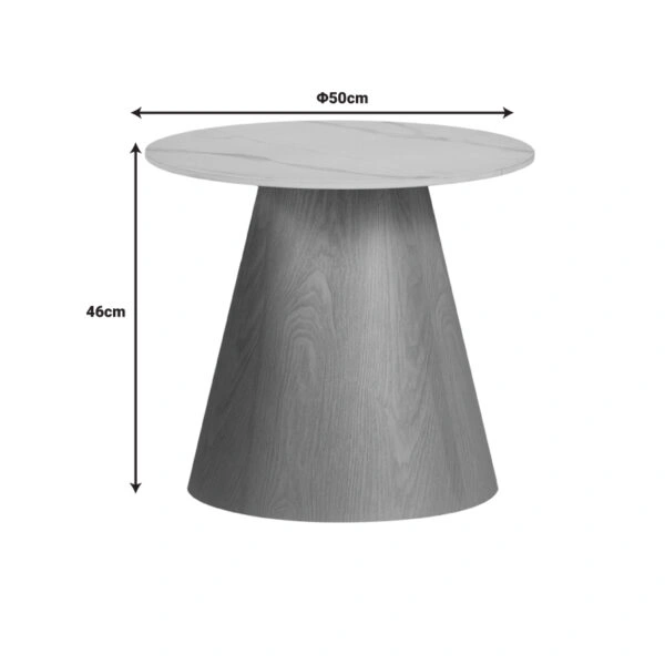 Βοηθητικό τραπέζι Soleire Inart λευκό μαρμάρου sintered stone-μεταλλική βάση Φ50x47.5εκ