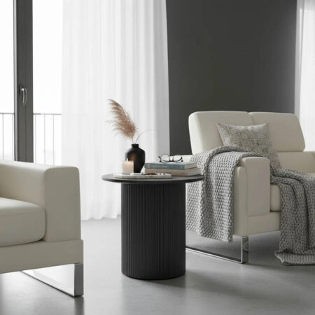 Βοηθητικό τραπέζι Dovel  mdf-μέταλλο σε μαύρη απόχρωση Φ50x50εκ