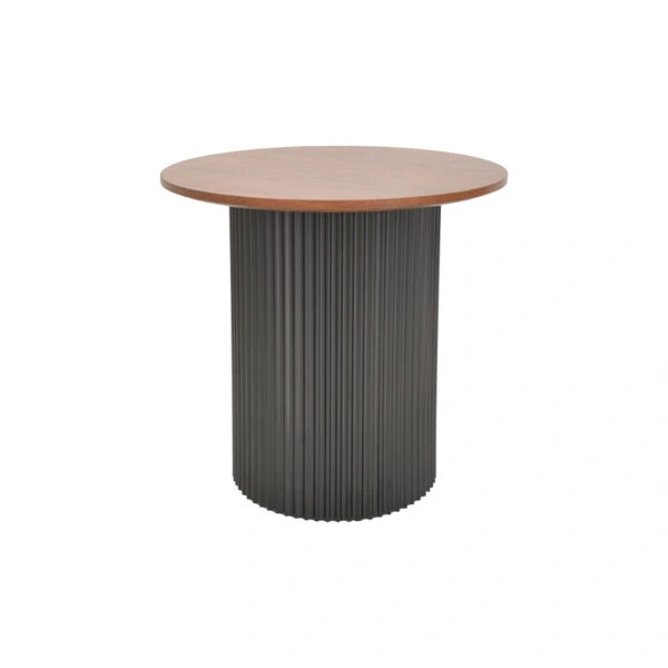 Βοηθητικό τραπέζι Dovel  mdf σε καρυδί-μαύρο μέταλλο Φ50x50εκ