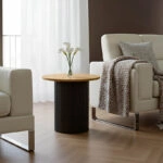 Βοηθητικό τραπέζι Dovel  mdf σε sonoma -μαύρο μέταλλο Φ50x50εκ